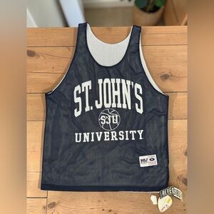 RARE  Deadstock St. John’s Basketball Jersey Reversible Navy White MV Sport XL
